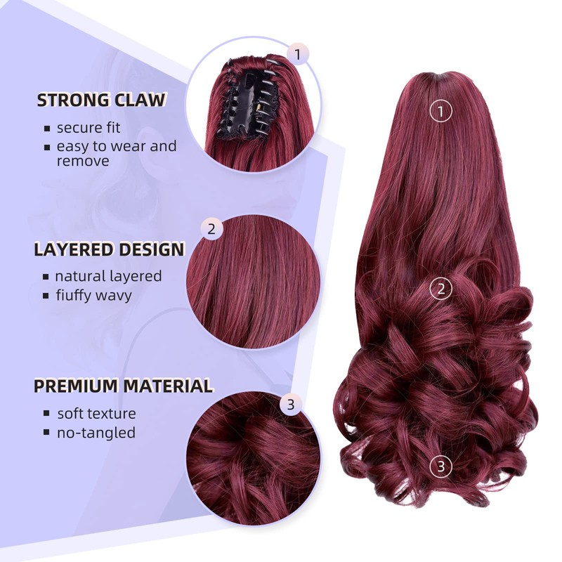 ponytail extension,12" claw clip hair extensions ponytail short curly hair