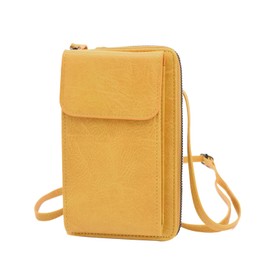 TeeYee Small Crossbody Bag Cell Phone Purse PU Leather Wallet with Credit Card Slots Zipper Adjustable Strap Daily Life for Women Yellow