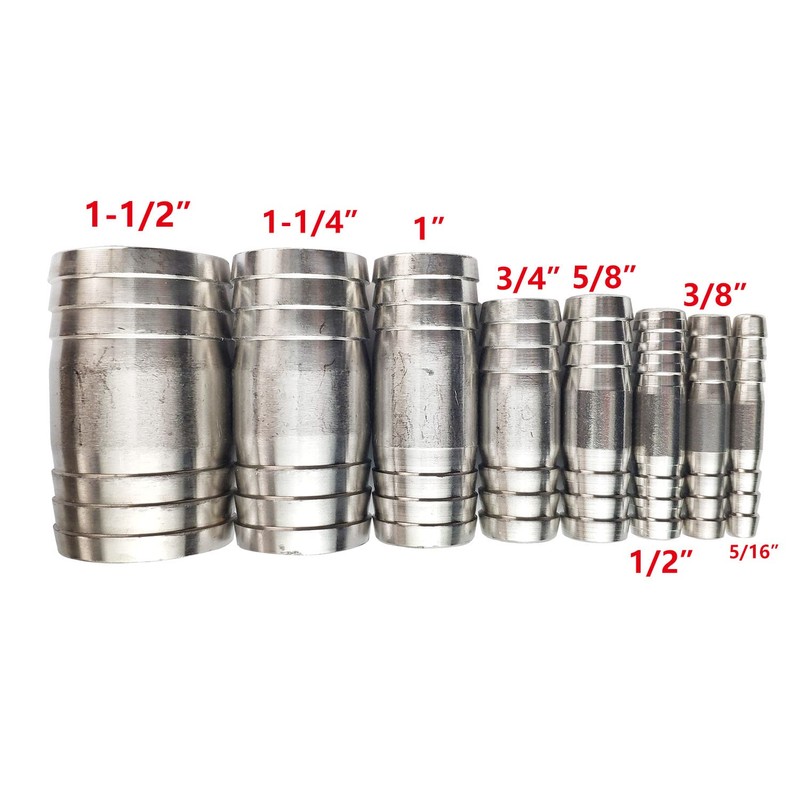 JENSWILL 1-1/4" Stainless Steel Hose Barb Fitting Straight Shape Barbed