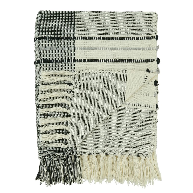 SARO LIFESTYLE Striped Throw Blanket