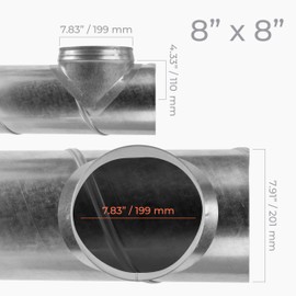 HVAC OV Galvanized Steel Saddle Takeoff – Round 90 Degree Splitter for 8” Duct with 8" Outlet Branch Connector - Range Hood Duct Adapter - Heavy Duty Supply/Exhaust Air Ventilation Duct Work Collar