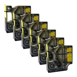 NEOUZA 18052 S0718270 Compatible with DYMO Rhino IND Pro Industrial Heat Shrink Tube Cable Labels Label Tube Length 1.5 m Black on Yellow 6 mm (6PK) Disposable