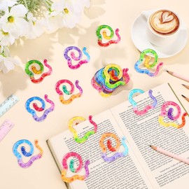 Resurhang 20 Pcs Worm Bookmark Acrylic Funny Gummy Worm Gifts Cute Glitter Paperclip Bookmarks Back to School Gifts for Students Teachers Book Lovers Classroom Rewards Reading Party Favors (Classic)