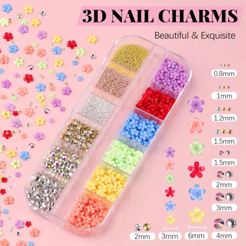 BELLEBO Dijes Para Uñas 3d Pegamento De Gel Kit De