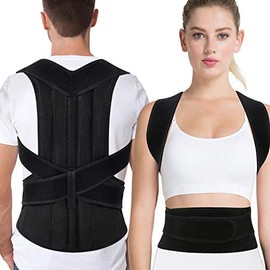 Corrector de postura de espalda para hombres y mujeres, ajustable para la parte superior e inferior de la espalda, soporte lumbar lumbar, cómodas...  