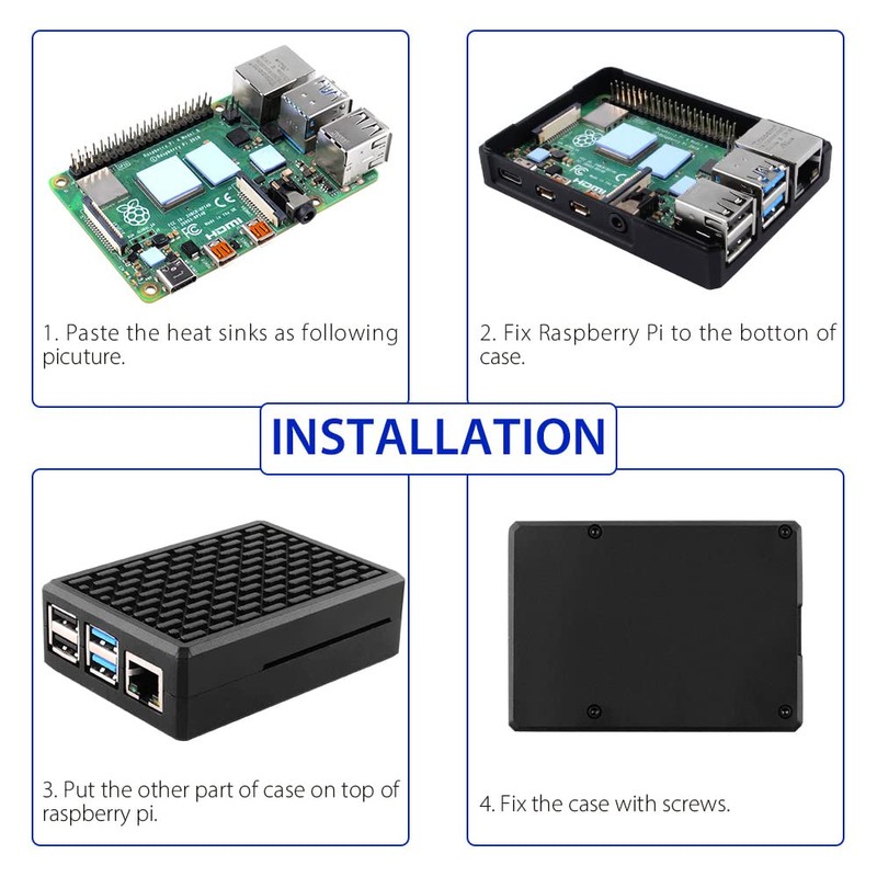 GeeekPi Raspberry Pi 4 Case Aluminum Metal Passive Cooling Case
