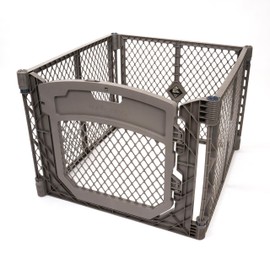 MyPet North States Petyard Plus: 3 Ft. Wide Folding Dog Playpen Indoor or Outdoor. 4-Panel Freestanding Play Pen Dog Gate Made in USA. 26" Tall, Fieldstone