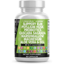 GI Defend Digestive Health Supplement | Slippery Elm, Psyllium Husk, Probiotics, Aloe Vera & Herbal Extracts | Gut Cleanse & Leaky Gut Support | Made in USA | 60 Capsules