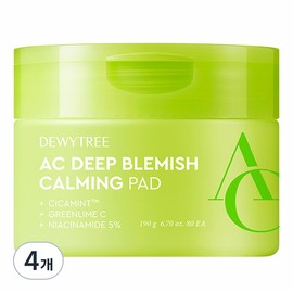 Dewytree AC Deep Blemish Soothing Pads, 80 Pack, 4 Packs / 듀이트리 에이씨 딥 흔적 진정 잡티 패드, 80개입, 4개