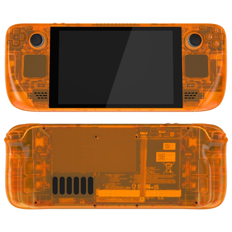 eXtremeRate Clear Orange Custom Faceplate Back Plate Shell for Steam