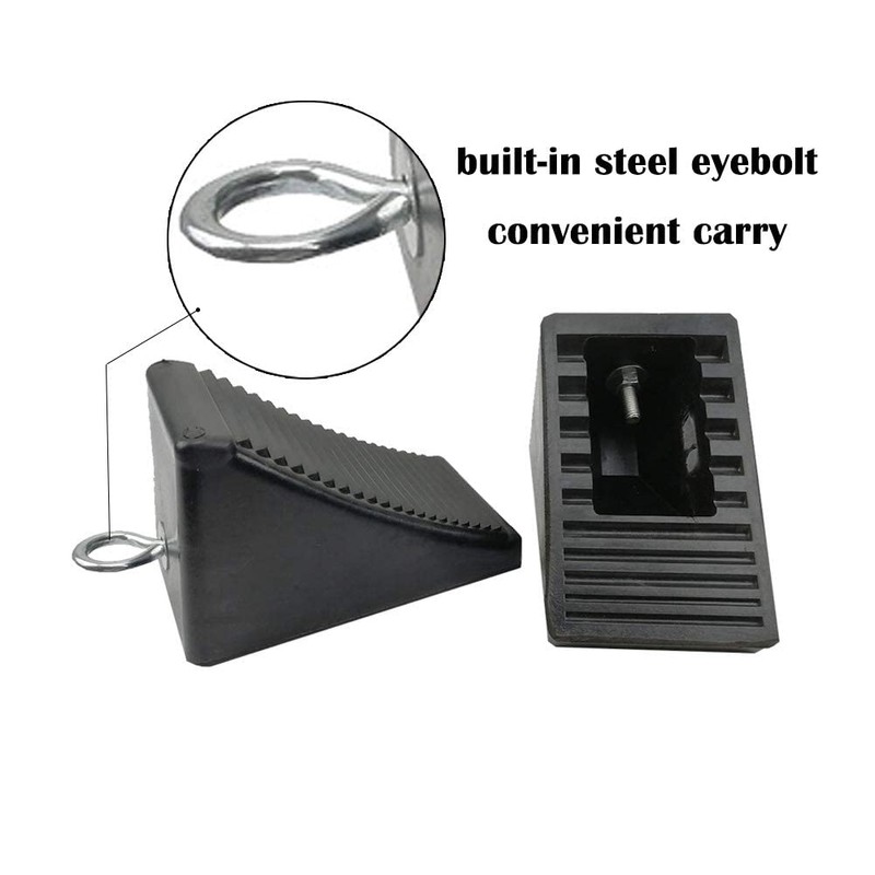 ROBLOCK Heavy-Duty Rubber Wheel Chocks with Eyebolt for Cars, RVs,