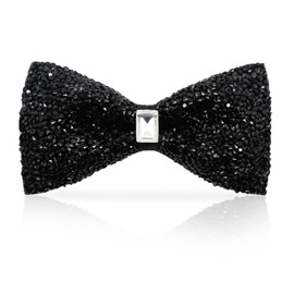 LHXzizizi Rhinestone Bow Tie for Men, Sparkling Sequin Mens Bow Tie Adjustable Pre-Tied Bowtie for Wedding Party School (Dark black)