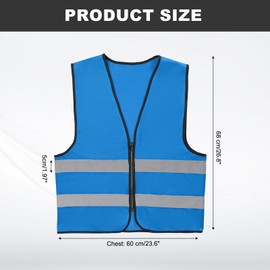 PATIKIL High Visibility Reflective Safety Vest, Class 2 Construction Work Vest Smooth Zipper Front for Construction Safety Use, Lake Blue