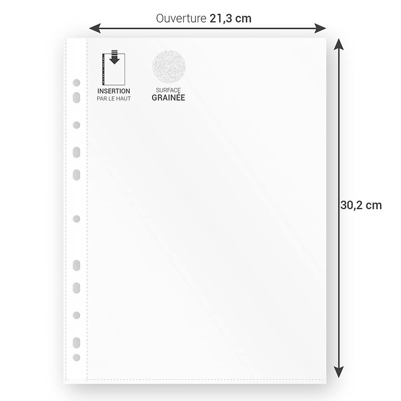 Waytex 931303 Punched Pockets A4 Clear Grained 50 Micron -