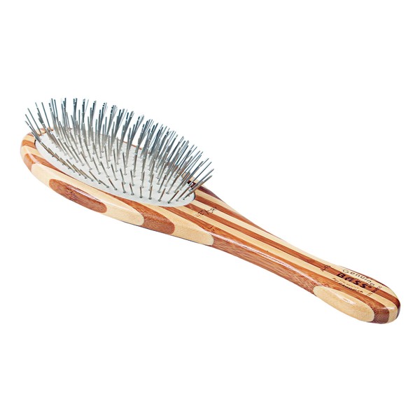 Bass Brushes | Style & Detangle Pet Brush | Alloy Pin | Bamboo Handle | Large Oval | Striped Finish | Model A10-SB
