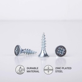 (Pack of 100) Zinc Plated Steel Wood Screws 2.5 x 16mm Pozi Head Screws Fasteners Countersunk Chipboard Screws (100)