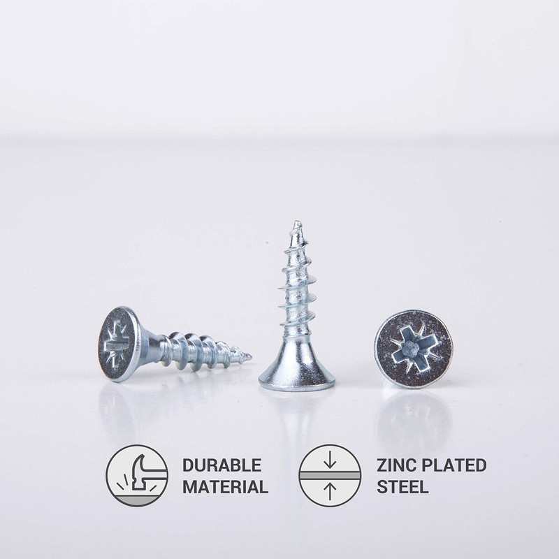 (Pack of 100) Zinc Plated Steel Wood Screws 2.5 x