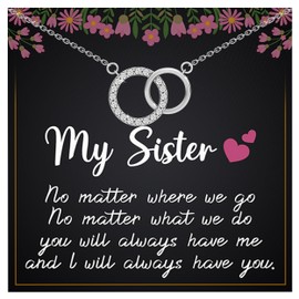 Necklace for Sister From Brother or Sister| Twin Soul Sister Necklace for 2| Interlocking Circle Necklace Big Sister and Little Sister Jewelry Gift