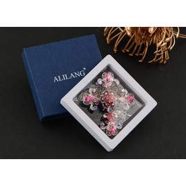 Alilang Goth Cross Pendant Necklace Sparkly Crystal Rhinestones Brooch Pin Jewelry for Women Men, Hot Pink
