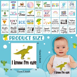 Teling 36 Pcs Iron on Decals Baby Shower Games Iron on Transfers Stickers Patches Baby Bodysuit Making Bibs Decorating Kit Patch Maker for Gender Reveal T Shirt(Funny)