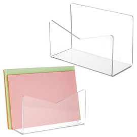 AHANDMAKER 2Pcs Acrylic File Sorter for Desk, File Holder Acrylic Desk Organizer Mail Organizer Countertop Desktop Acrylic Mail Display Stands Office Desk Accessories for Envelopes Document Notebook
