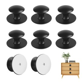 8 Stück Schubladenknöpfe Selbstklebende Schrankknöpfe Schwarz Schrankgriffe 30mm Round Möbeltürknöpfe Edelstahl Schrank Knöpfe Klebegriffe Türknöpfe für Schubladen, Kleiderschrank, Küchenschränke