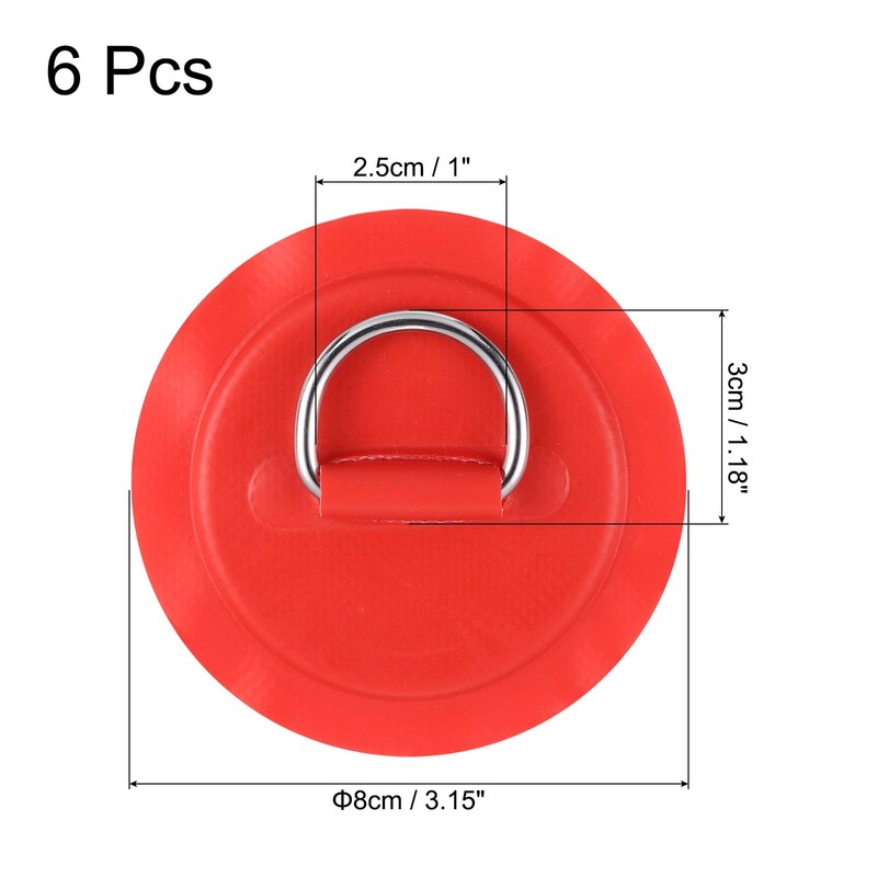 PATIKIL D-Ring Patch, 6 Pcs Stainless Steel D-Ring PVC Patch