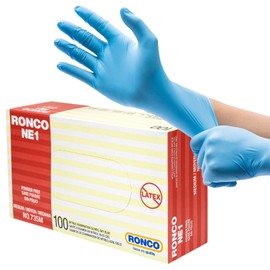 Disposable Nitrile Gloves, 100 Pack, Medium, Ronco NE1, Disposable Work Gloves, 3.5 MIL Premium Dexterity & Quality, Powder-Free, Non-Sterile, Latex-Free, Blue, M