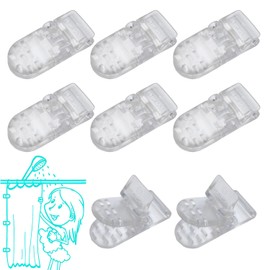 Kingwee Thumb Shower Curtain Clips, Shower Splash Guard Holders, Bathtub Curtain Liner Clips for Windproof & Splash Water (Clear-8 Pack)