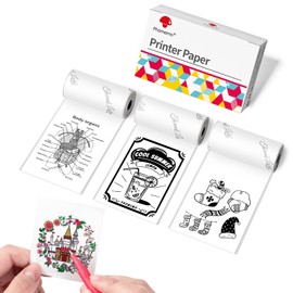 Phomemo White Paper for M02 M02PRO M02S T02 M02X M02L Mini Sticker Printer, Compatible with M03 M03AS M04S M04AS Portable Thermal Printer, 50mm x 3.5m, 3 Rolls