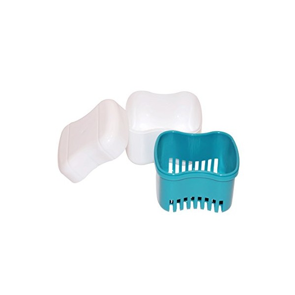 Dental Night Guard -Denture - Teeth Retainer Bath with Basket European Style Attractive Durable Design Color Teal - Size Standard