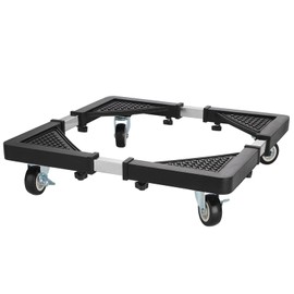 HQO LOVL Mini Fridge Stand with 4 Locking Wheels 17.7"-25.6" Adjustable Dolly Washing Machine Stand Base，for Furniture Portable Refrigerator Dryer Stand（Black）