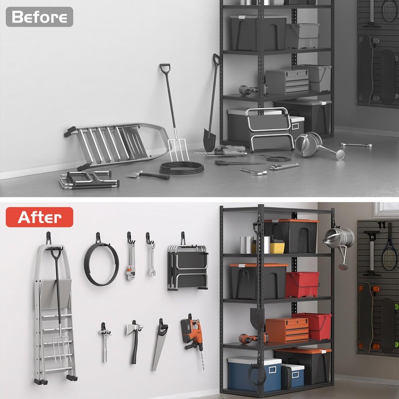 WALMANN 12PCS Garage Storage Hooks, Wall Mount Utility Hooks for