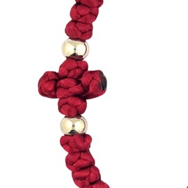 Needzo Red Adjustable Cross Bracelet with Prayer Knots, Orthodox Jewelry Accessory, Made In Lebanon, One Size Fits All