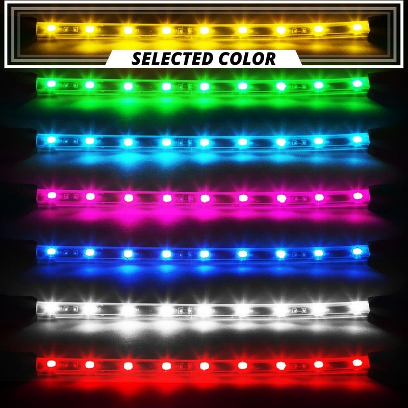 Amber Premium 8pcs 24in tubes 4 Flex Strips Underglow +