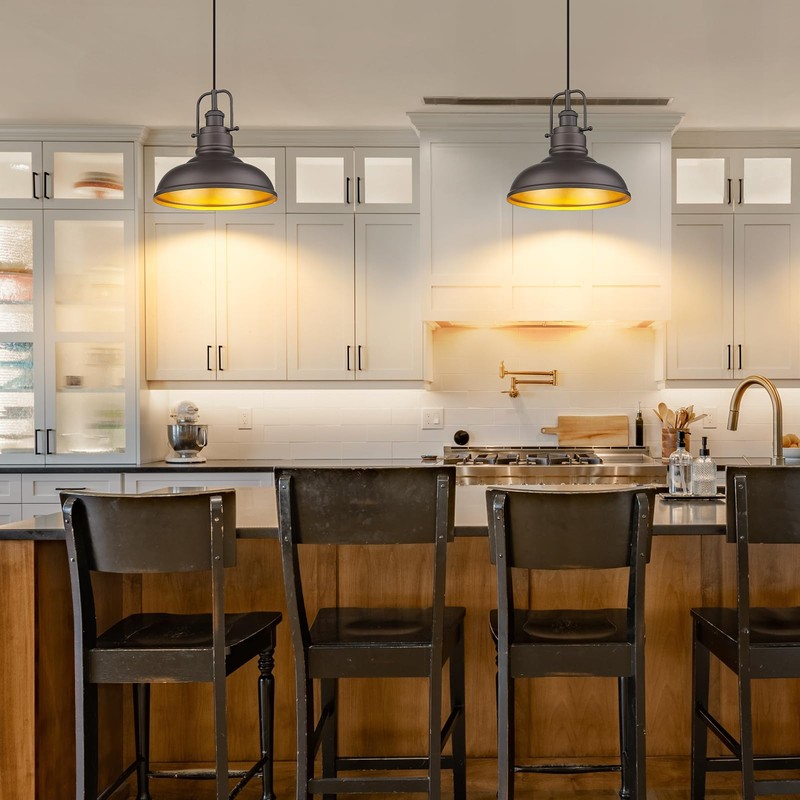 zeyu Farmhouse Pendant Light, 1-Light Industrial Hanging Light Fixture 11-inch,