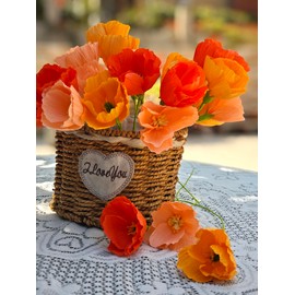 Orange Crepe Paper Poppy Flower DIY Making Kit Home Decoration Table Decor Pack of 24 pcs