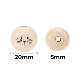 Barlone Wooden Balls with Face 20 mm, Pack of 50 Wooden Beads with Face, Smiling Face Wooden Balls with Hole, Natural Round Wooden Balls for Worry Worms, Lucky Worms, DIY Jewellery Crafts