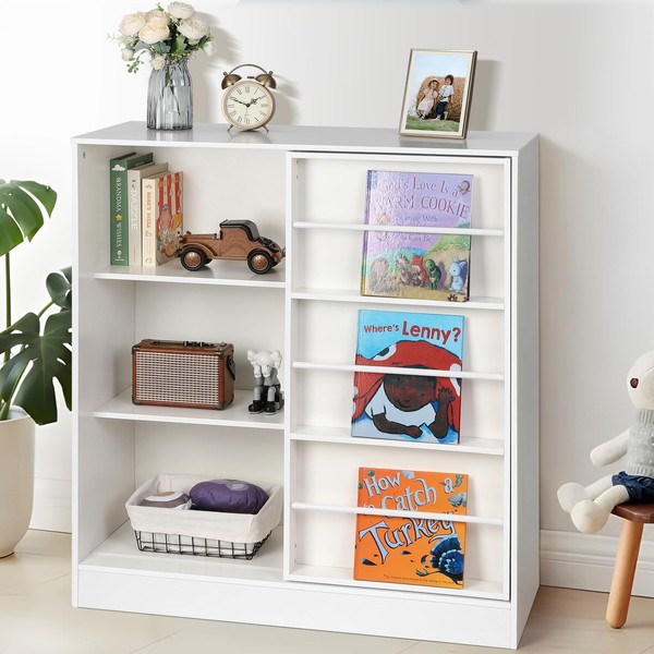 Cowiewie Toy Organizers and Storage, 5-Section Kids Bookshelf for Organizing