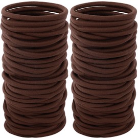 Sderoq 100PCS Hair Bands, 4MM Large Ponytail Holders, Brown - 2 Inch in Diameter Rubber Bands for Medium to Thick Hair, Curly Hair, Women or Girls