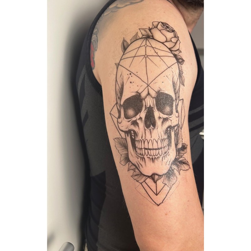 2 Sheets Temporary Skull Tattoo Biker Tattoo Fake Tattoo J506
