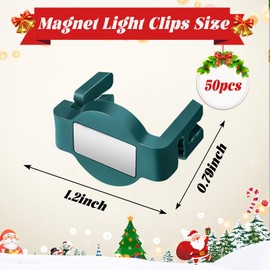 UQM 50 Pack C9 Magnetic Christmas Light Clips, Extra Strong Magnetic Clips Hooks for Christmas Lights, Magnet Christmas Light Clips for C9 C7 Sockets Metal Roof Gutters Outside Patio Holiday Lighting