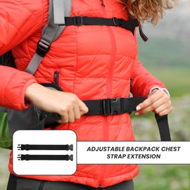 2Pcs Chest Strap for Backpack with Clip Adjustable Rucksack Chest Straps Bumbag Extender Strap Luggage Suitcases Cargo Tie Quick Release Buckle for School Bag Outside Travel Hiking Jogging Biking