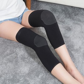 Unisex Seamless Nylon Running Knee Pads - Thin & Warm for Sports and Summer Air-Conditioned Rooms Free Size / Short Length, Nude 10ea