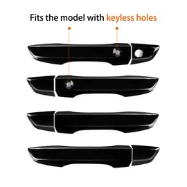 Thenice for 10th Gen Civic ABS Door Handle Cover Exterior Decoration for Honda Civic 2017 2018 2019 2020 2021 with Smart Auto Lock Holes -Black