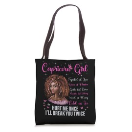 Capricorn Girl Black Queen Zodiac Birthday African Woman Tote Bag