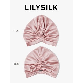 LilySilk 100% Mulberry Silk Sleep Cap for Curly Hair, 19 Momme Silk Bonne Night Sleeping Cap Hair Wrap for Women with Elastic Band, Rosy Pink