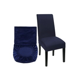 High-Back Chair Covers for Dining Room Chairs – Spandex Stretch, Universal Armless Chair Protective Slipcover, Removable & Washable for Kitchen, Wedding, Party, Banquet & Hotel, Navy Blue, Pack of 6
