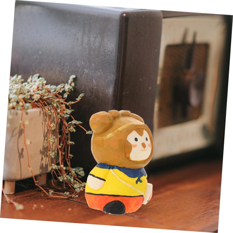 Tofficu Unique Monkey Figurine Wooden Decor Ornament for Monkey Decor
