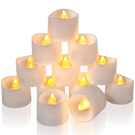 Homemory 12pcs Battery Tea Lights with Built-in Timer, 6 Hours on and 18 Hours Off in 24 Hours Cycle Automatically, Flameless Flickering Battery Operated LED Tea Lights, White Base, No Remote